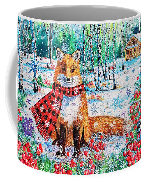 Fox Coffee Mug featuring the painting Winter Fox and Scarf by Diane Phalen