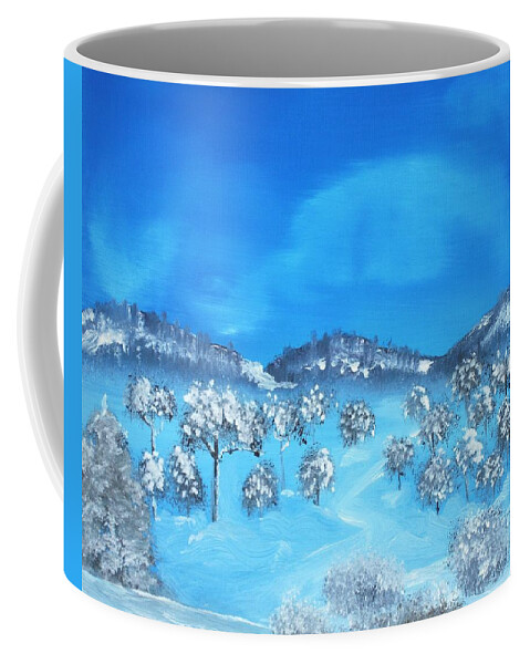 Calm Coffee Mug featuring the painting Winter Hills by Anastasiya Malakhova
