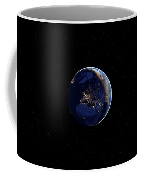 3d Coffee Mug featuring the digital art Winter on Earth by Karine GADRE