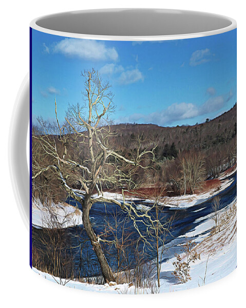  Coffee Mug featuring the digital art Winter On The Delaware by Bearj B Photo Art