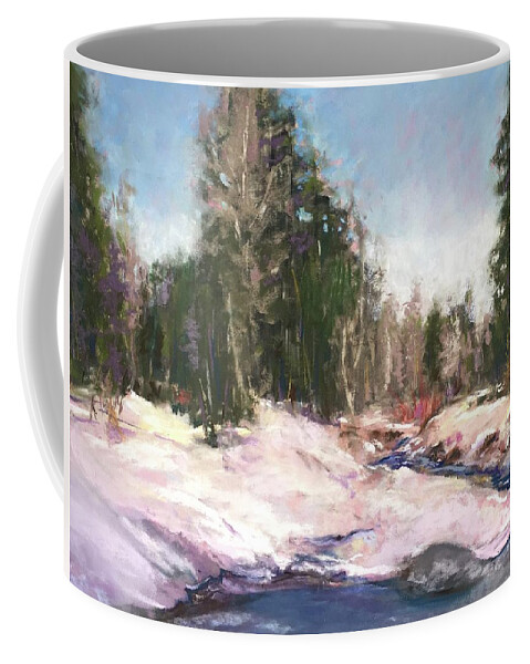 Snowy Scene Coffee Mug featuring the pastel Winter Reverie by Sandra Lee Scott