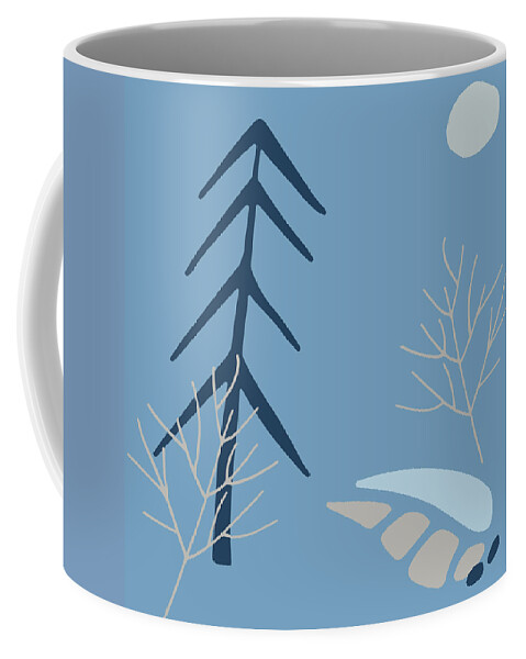 Blue Abstract Landscape Coffee Mug featuring the digital art Winter Spruce Abstract by Judi Suni Hall
