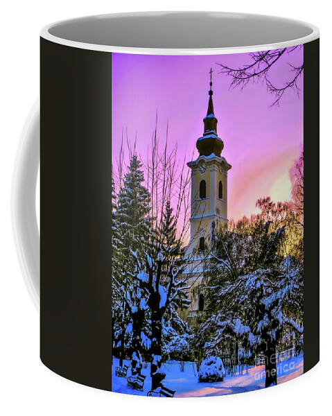 Church Coffee Mug featuring the photograph Winter Sunset by Nina Ficur Feenan