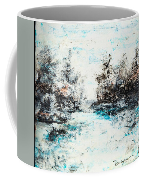 Abstract Coffee Mug featuring the digital art Winter Wonder III - Colorful Abstract Contemporary Acrylic Painting by Sambel Pedes