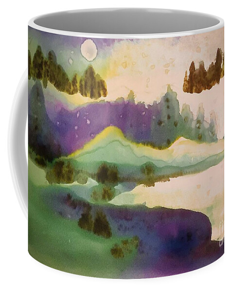 Maine Winter Snow Aroostoock County Coffee Mug featuring the painting Winter wonderland Maine by FeatherStone Studio Julie A Miller