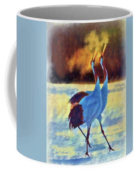 Cranes Coffee Mug featuring the painting Winters Breath by Joel Smith