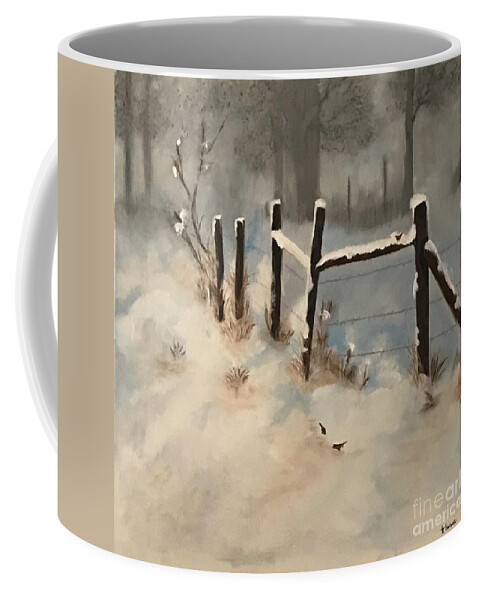 Original Art Work Coffee Mug featuring the painting Winter's Meadow - Original Oil Painting by Theresa Honeycheck