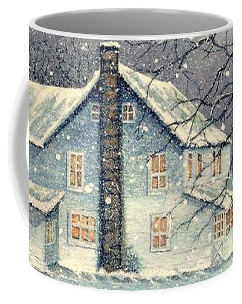 House Coffee Mug featuring the painting Winter's silent night by Janine Riley