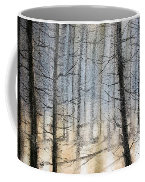 Winter Coffee Mug featuring the painting Wintry Forest by Rebecca Davis