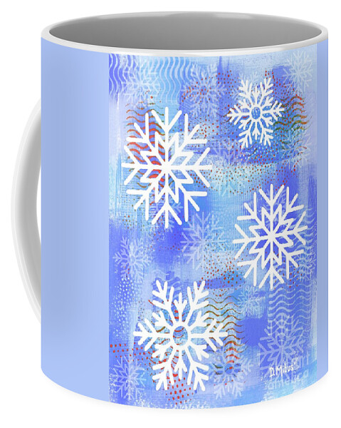 Winter Coffee Mug featuring the mixed media Wintry Wonderland Abstract by Donna Mibus