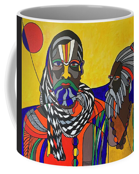 Cubism Coffee Mug featuring the painting Wise Men by Raji Musinipally
