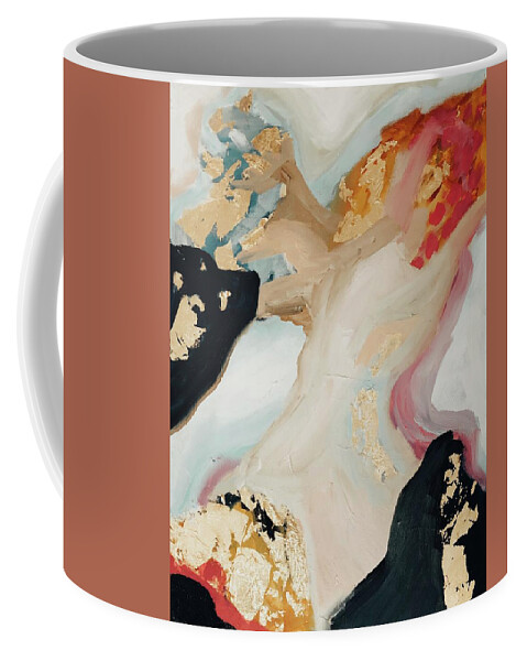Gold Pink Fire Orange Abstract Home Coffee Mug featuring the painting Wish by Meredith Palmer