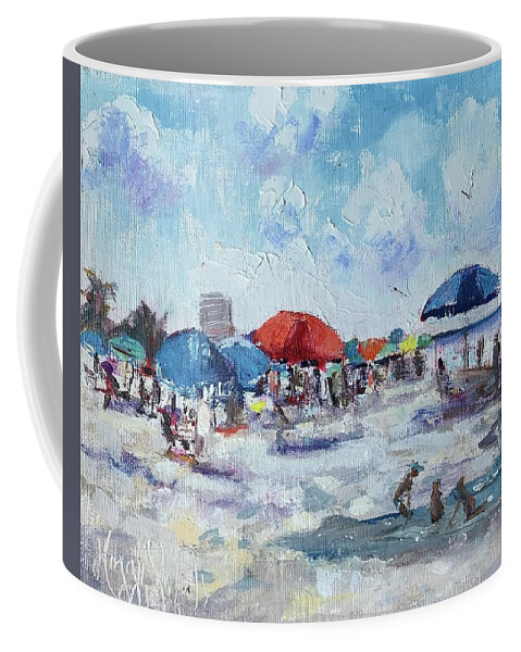 Beach Coffee Mug featuring the painting Wish You Were Here by Maggii Sarfaty