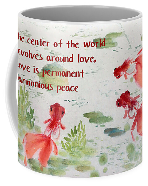 Golden Fish Coffee Mug featuring the painting Wishful - 6 by Carmen Lam