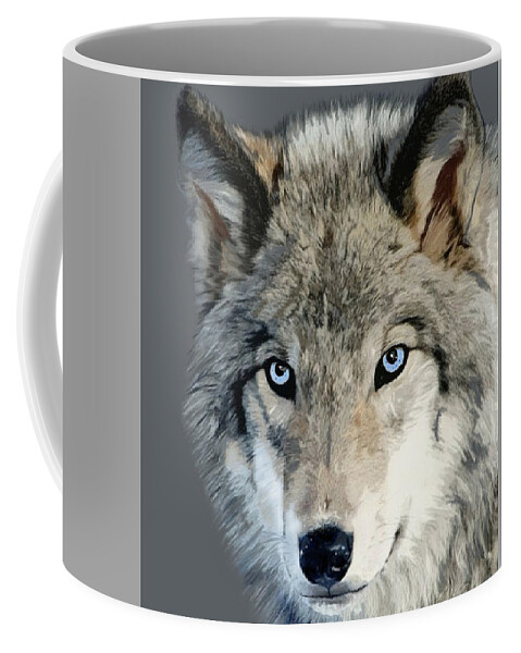 Nature Coffee Mug featuring the mixed media Wolf by Judy Link Cuddehe
