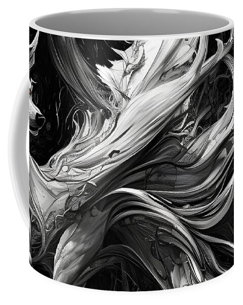 Digital Wolf Chaos B&w Coffee Mug featuring the digital art Wolf Looking Back by Beverly Read