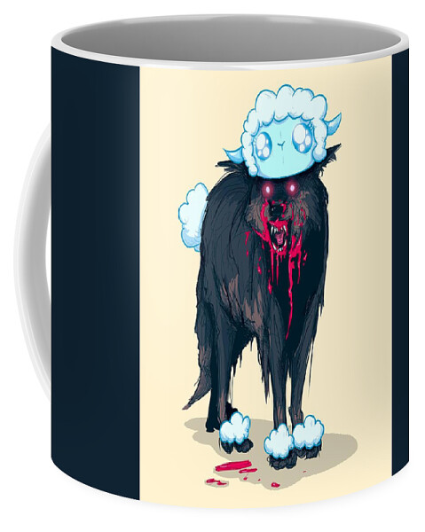 Wolf Coffee Mug featuring the digital art Wolf Sheep by Ludwig Van Bacon