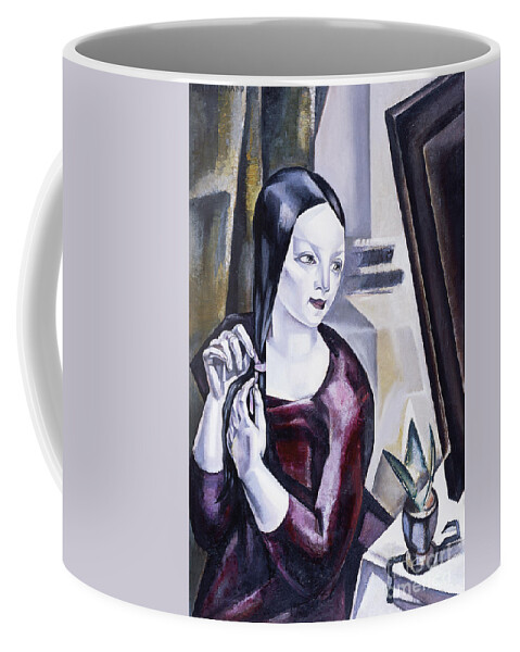 Cubist Coffee Mug featuring the painting Woman before a mirror, 1922 by Maria Blanchard