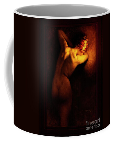 Nude Female Portrait Coffee Mug featuring the painting Woman By Golden Light by Albert Joseph Penot Classical Art Old Masters Reproduction by Rolando Burbon