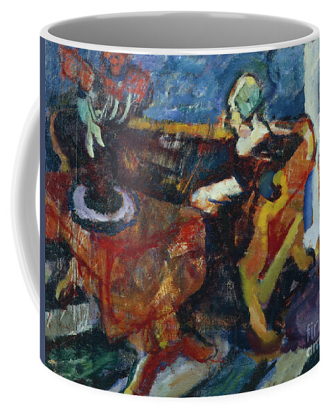 Ludvig Karsten Coffee Mug featuring the painting Woman in interior, 1913 by O Vaering by Ludvig Karsten