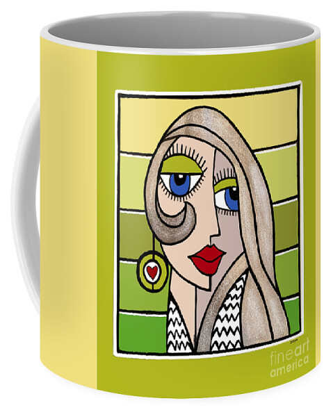 Lady Coffee Mug featuring the digital art Woman with Earring 1 by Diana Rajala