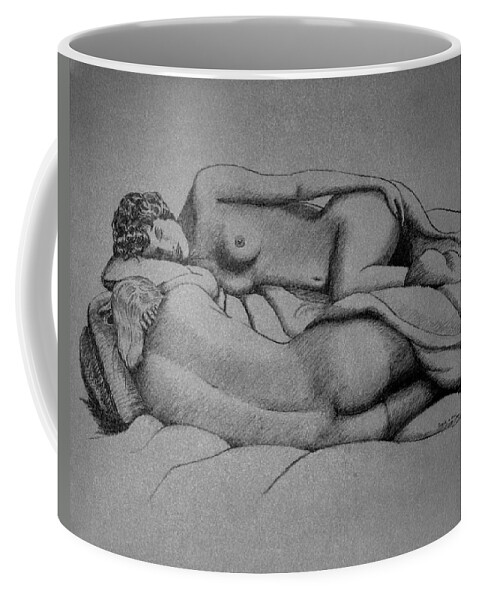 Nude Coffee Mug featuring the drawing Women Sleeping by Daniel Reed