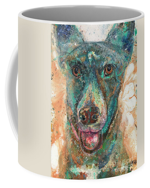 Blue Dog Coffee Mug featuring the painting Wonder by Kasha Ritter