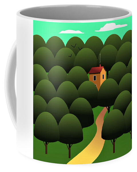 Woods Coffee Mug featuring the digital art Woodland House by Fatline Graphic Art