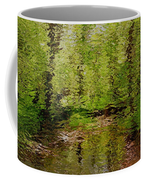 Woods Woodland Stream Creek Abstract Coffee Mug featuring the digital art Woodland Stream by Bob Shimer