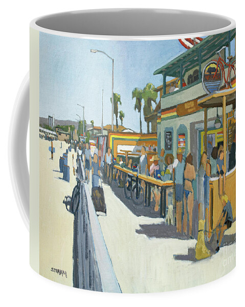 Woodys Coffee Mug featuring the painting Woody's Breakfast and Burgers - Pacific Beach, San Diego, California by Paul Strahm