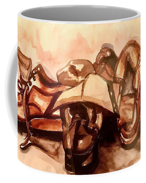  Coffee Mug featuring the painting Workin Shoes by Angie ONeal