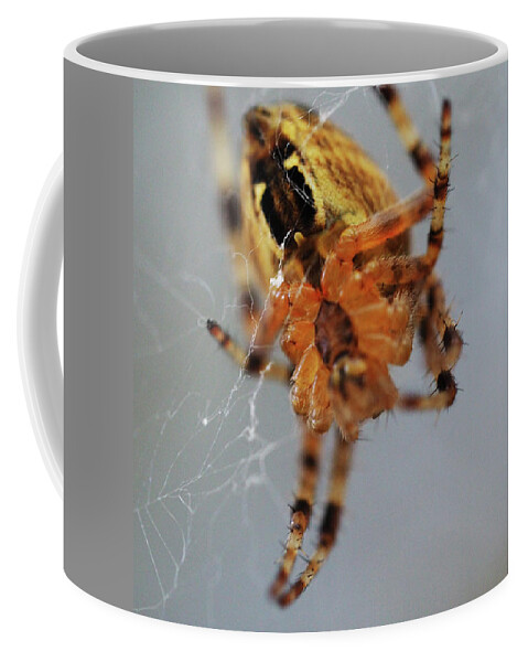 Spider Coffee Mug featuring the painting Working spider by Sv Bell