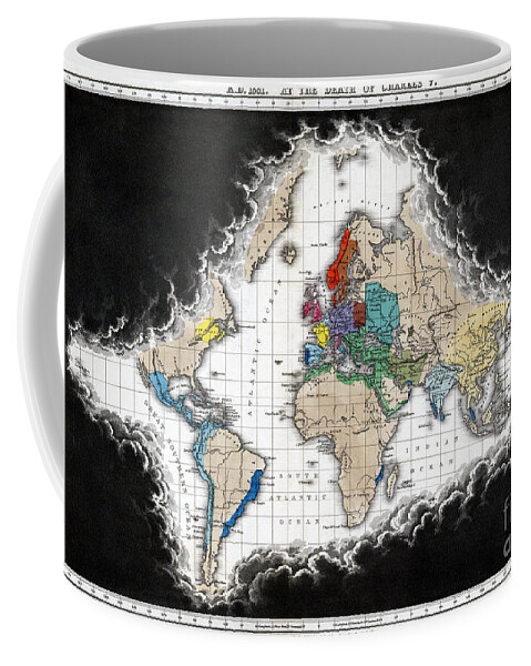 15th Century Coffee Mug featuring the drawing World Map, 15th-17th Century by Edward Quin