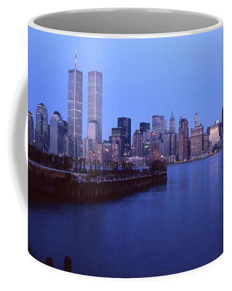 Dorothy Lee Photos Coffee Mug featuring the photograph World Trade Center Towers At Dusk by Dorothy Lee