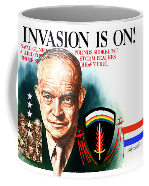 Chris Calle Coffee Mug featuring the painting World War II - D-Day - General Eisenhower by Chris Calle