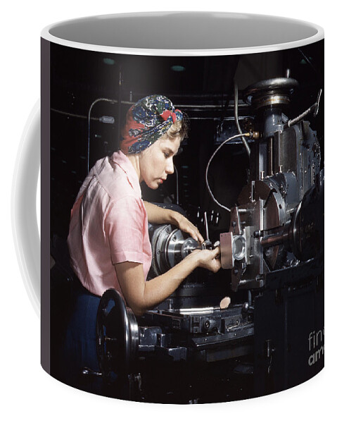 1942 Coffee Mug featuring the photograph World War Two Airplane Factory, 1942 by Alfred T Palmer