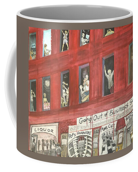 Political Coffee Mug featuring the painting WorldATilt Lockdown by Jeanette Jarmon