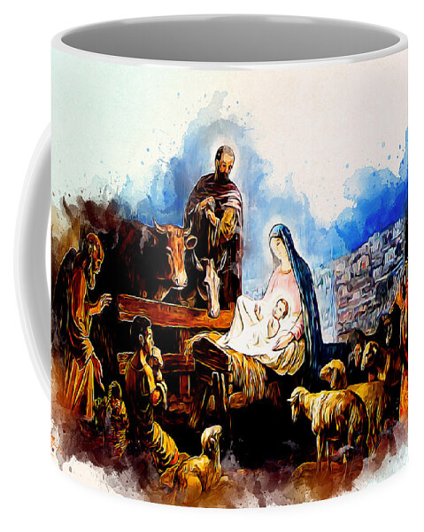 God Coffee Mug featuring the painting Worship by Charlie Roman