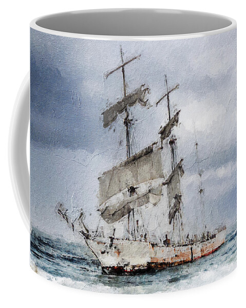 Sailing Ship Coffee Mug featuring the digital art Wrecked by Geir Rosset