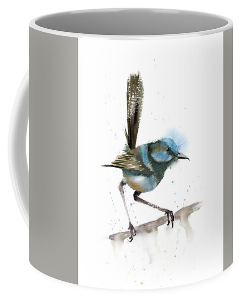 Blue And Grey Coffee Mug featuring the painting Wren Art Print by Paintis Passion