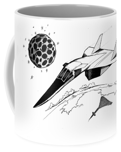 Xb-70 Coffee Mug featuring the drawing XB70 Original Black and White Drawing by Michael Hopkins