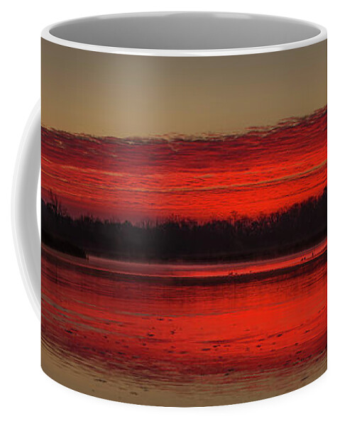 Yahara Coffee Mug featuring the photograph Yahara River Sunrise where it flows out of Lake Kegonsa by Peter Herman