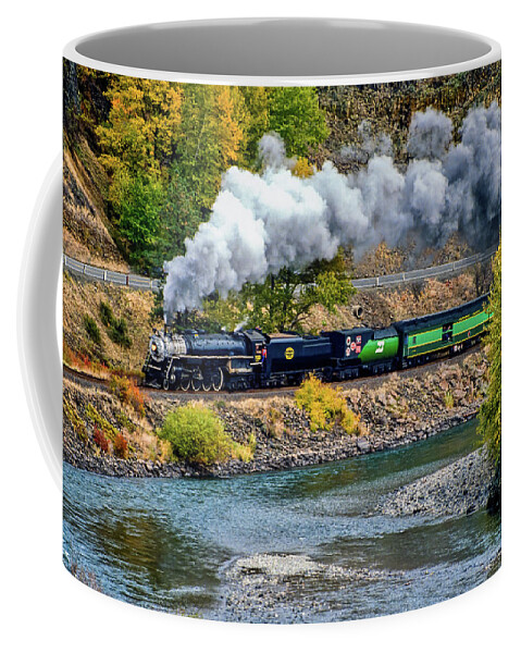 Lakes And Rivers Coffee Mug featuring the photograph Yakima River Train by LareyMcDaniel