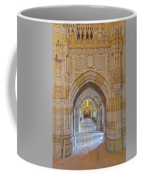 Yale University Coffee Mug featuring the photograph Yale University Cloister by Susan Candelario