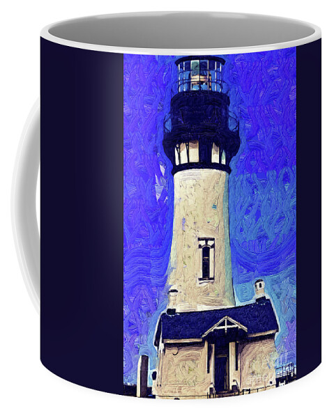 Yaquina-head Coffee Mug featuring the digital art Yaquina Head Lighthouse Fauvist by Kirt Tisdale