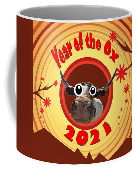 Ox Coffee Mug featuring the digital art Year of the Ox with Googly Eyes by Ali Baucom