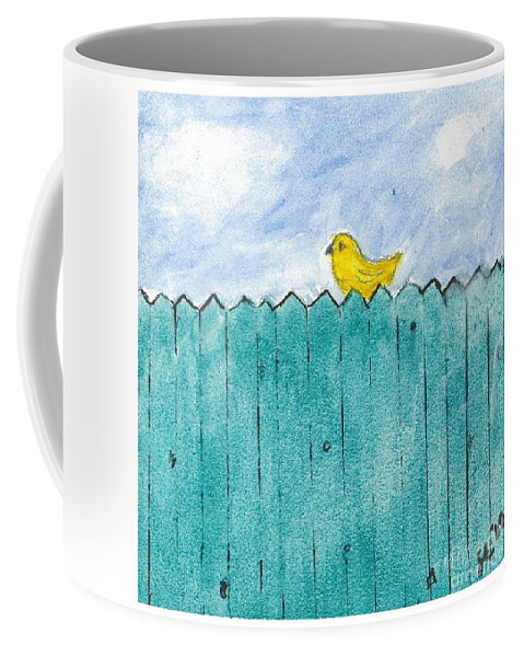 Water Coffee Mug featuring the painting Yellow Bird by Loretta Coca