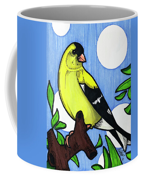 Yellow Cardinal Coffee Mug featuring the drawing Yellow Cardinal by Creative Spirit