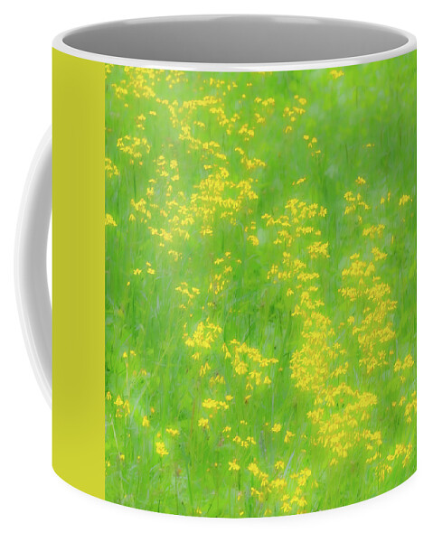 Mountains Coffee Mug featuring the photograph Yellow Flowers Green Grass fx 503 by Dan Carmichael
