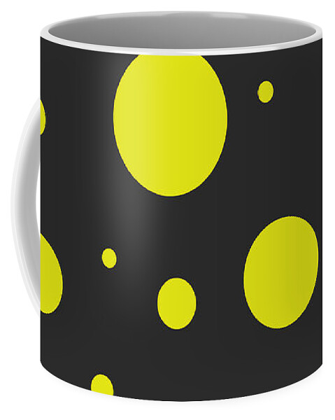 Polka Coffee Mug featuring the digital art Yellow Polka Dot Pattern on Black by Jason Fink
